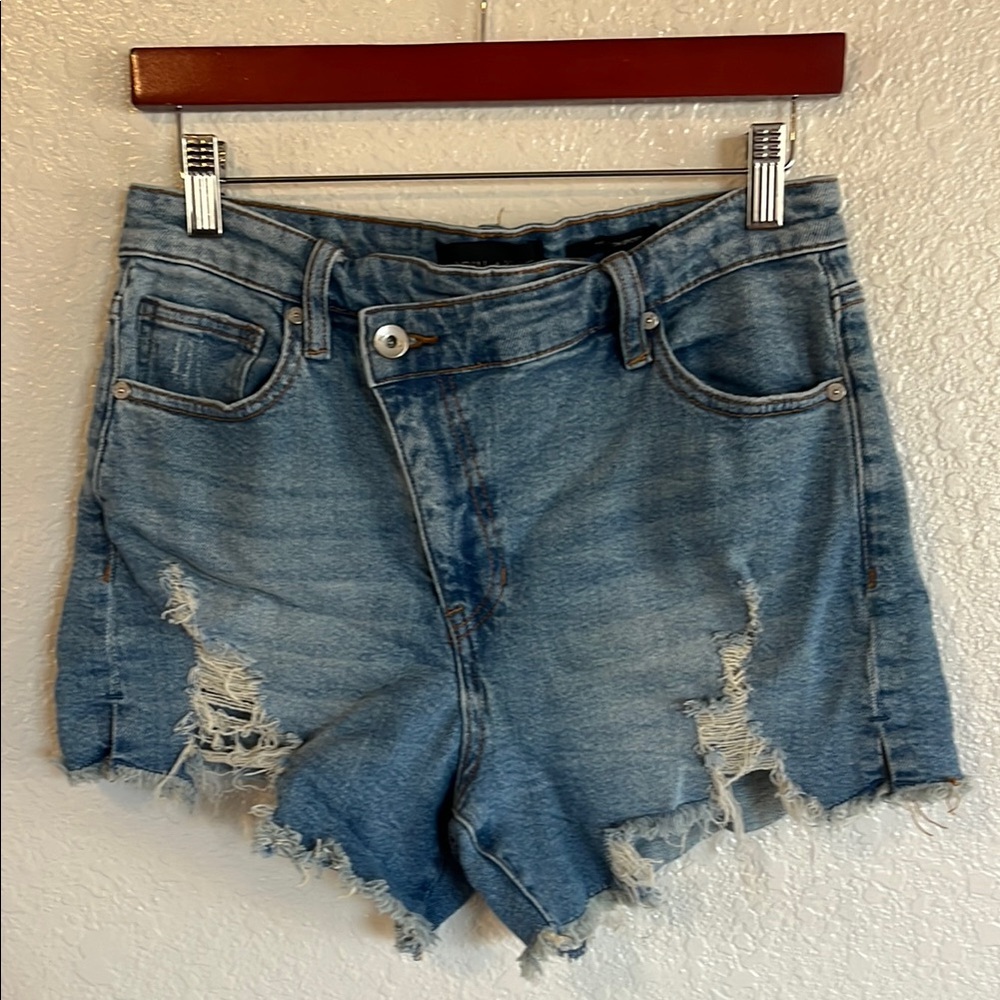 Kendall & Kylie Blue Distressed Jean Shorts High-Waisted